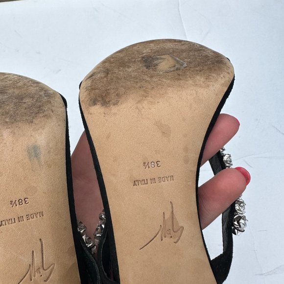 Giuseppe Zanotti Harmony Cometa Sandals Black Suede Star Crystal Studs Eu 38.5 - Picture 12 of 14